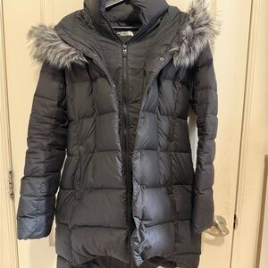 The North Face Women's Black Puffer Jacket with Faux Fur